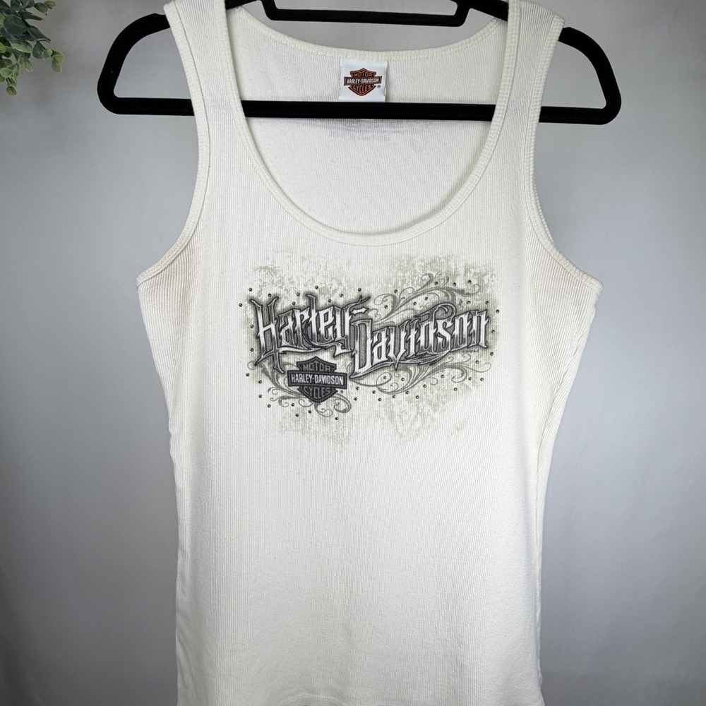 Womens Harley Davidson Tank Top Delano, MN Beige 100% Cotton Size XL